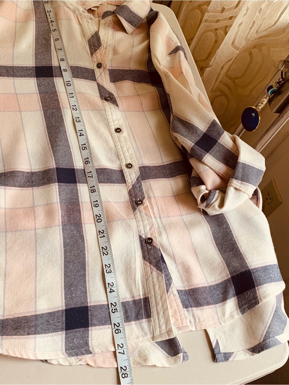 Hester & Orchard  Cotton/Rayon Blend Roll Tab Sleeve High-Low Button up Top XL - Picture 9 of 13